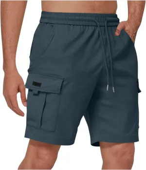 Mens Shorts Fashion Drawstring Cargo Shorts Workout Running Shorts Outdoor Sweatpants Casual Loose Multic Pocket