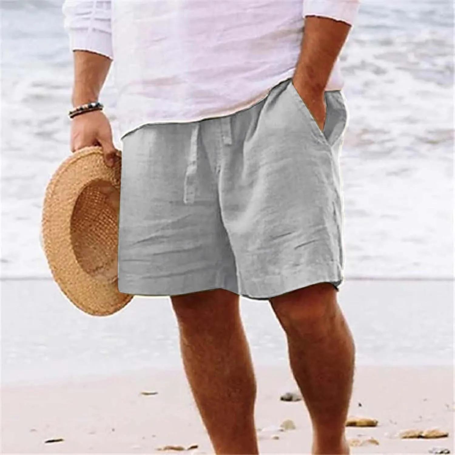 Mens Summer Cotton Linen Shorts Shorts Beach Shorts Casual Cotton Linen Shorts Mens Summer Cotton Linen Shorts