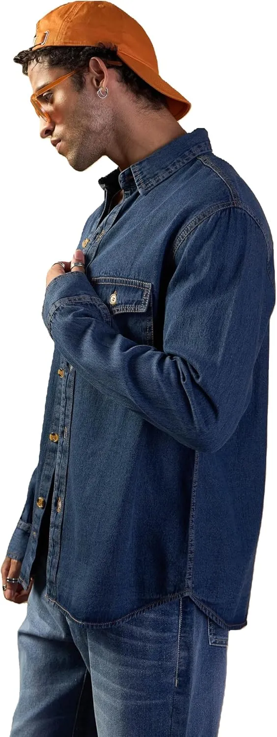 Men's Tencel Denim Relaxed Fit Casual Shirt