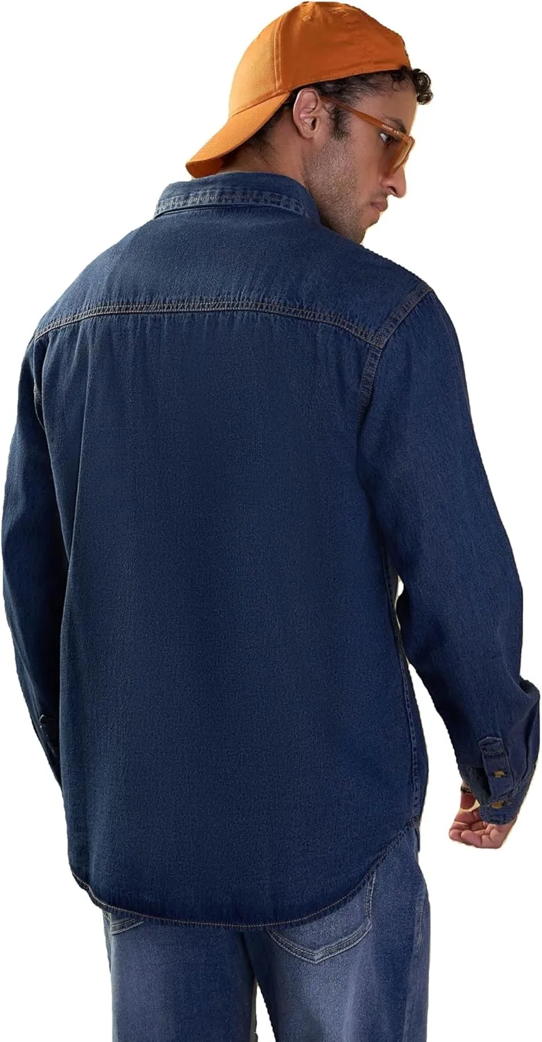 Men's Tencel Denim Relaxed Fit Casual Shirt