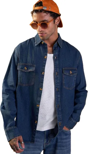 Men's Tencel Denim Relaxed Fit Casual Shirt