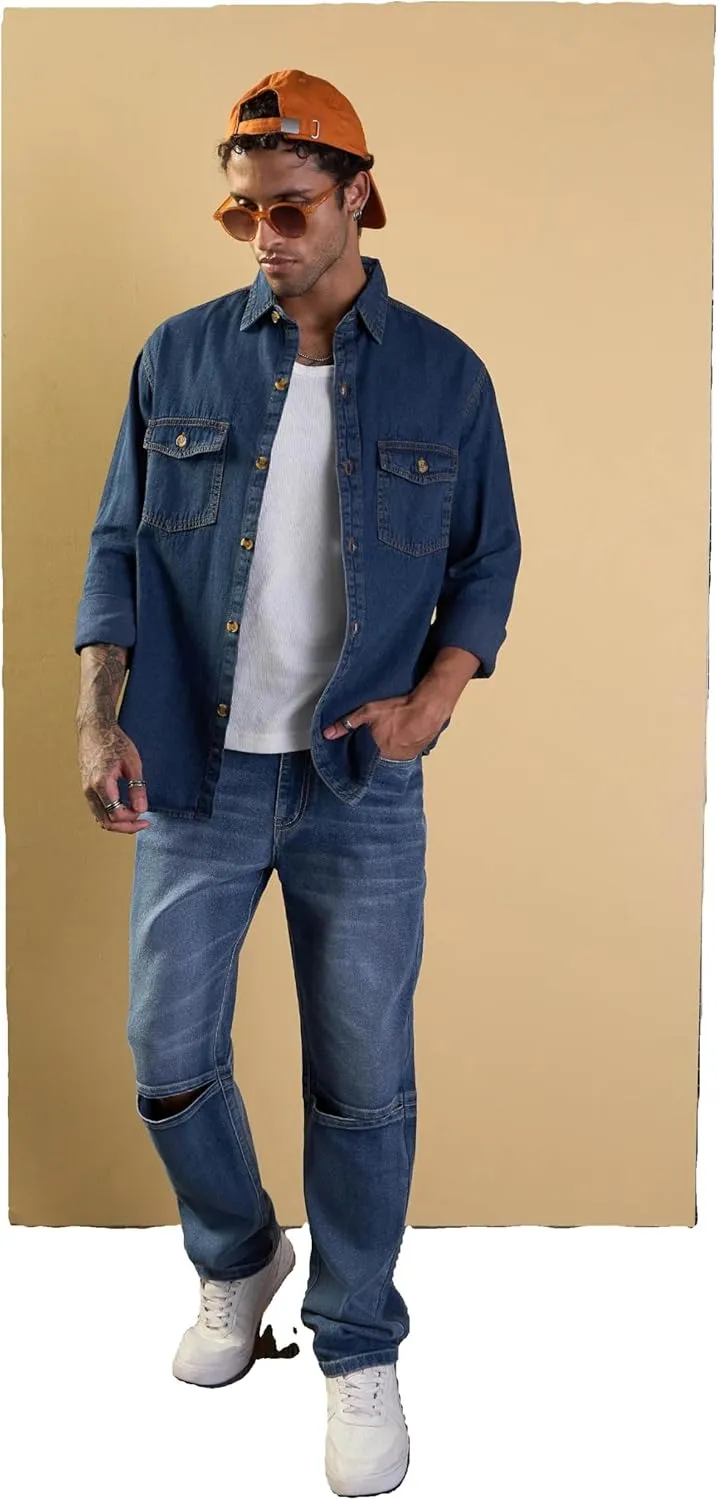 Men's Tencel Denim Relaxed Fit Casual Shirt