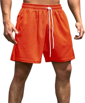 Men's Waffle Athletic Shorts Elastic Waist Drawstring Shorts Summer Baggy Sweat Shorts Lounge Jogger Shorts