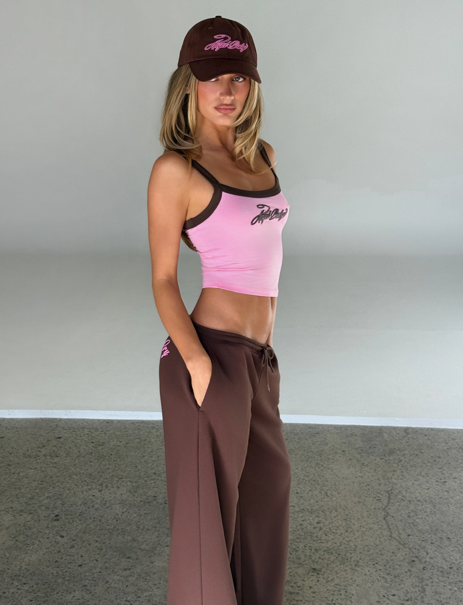 Twill Weave Texture MERRYN TRACK PANT - CHOCOLATE