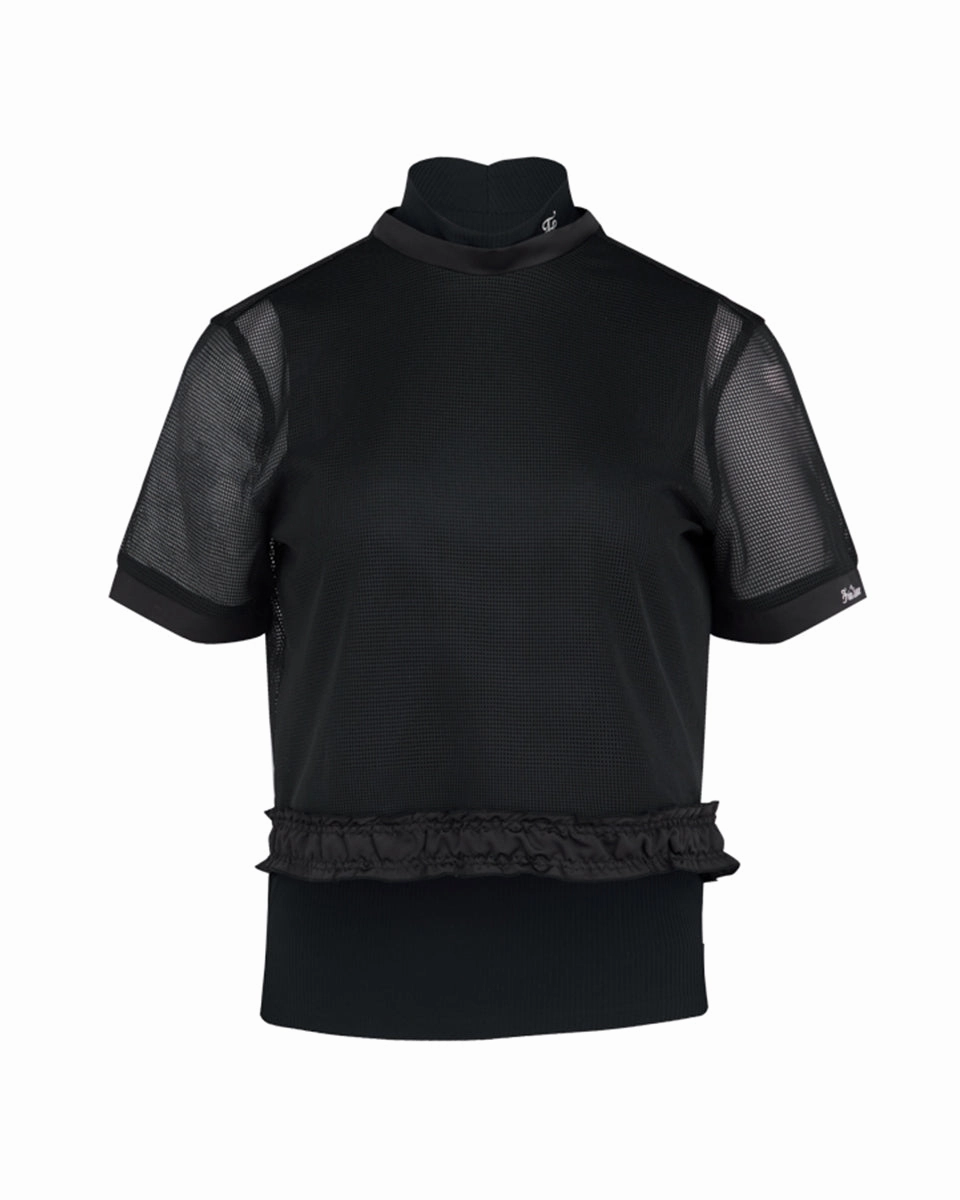 QuickDry Performance Mesh Crop Short Sleeve and Sleeveless Set - Black