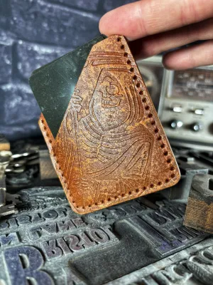 Metallic Rust Lost Reaper Embossed Hand Made Leather Minimalist Wallet