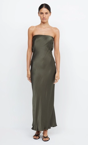 MOON DANCE STRAPLESS DRESS - DARK WILLOW Boho Aesthetic Refined Cut