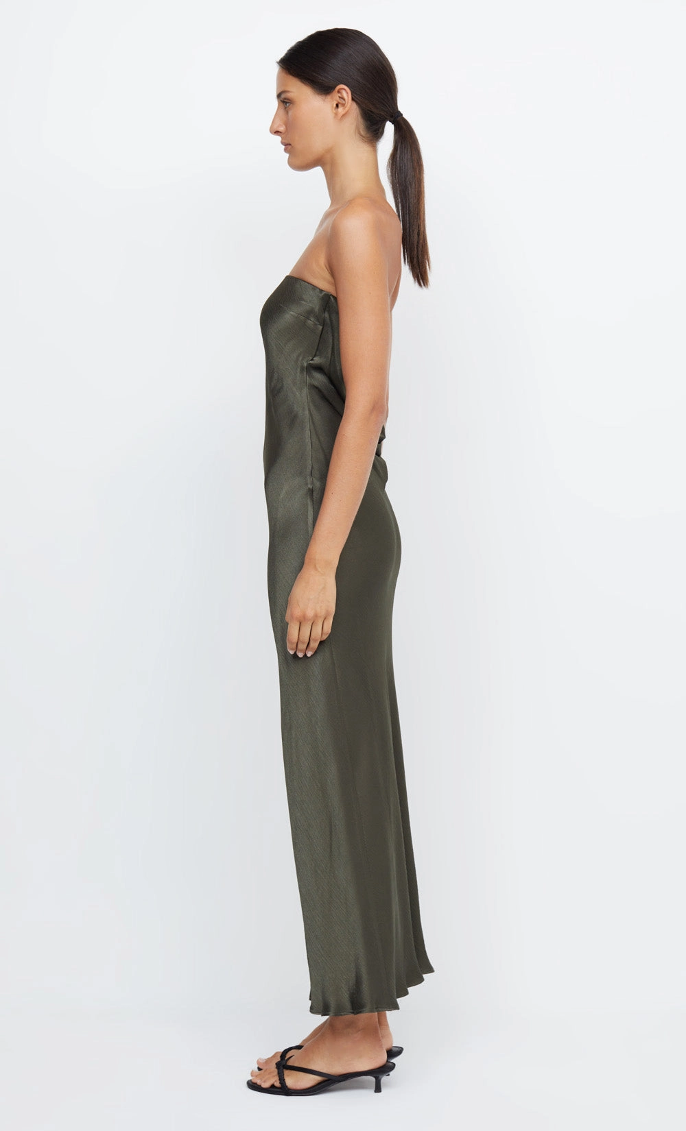 MOON DANCE STRAPLESS DRESS - DARK WILLOW Tulle-Overlay