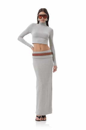 Micaela Crop Turtleneck - Heather Grey Ergonomic Shoulder Shape