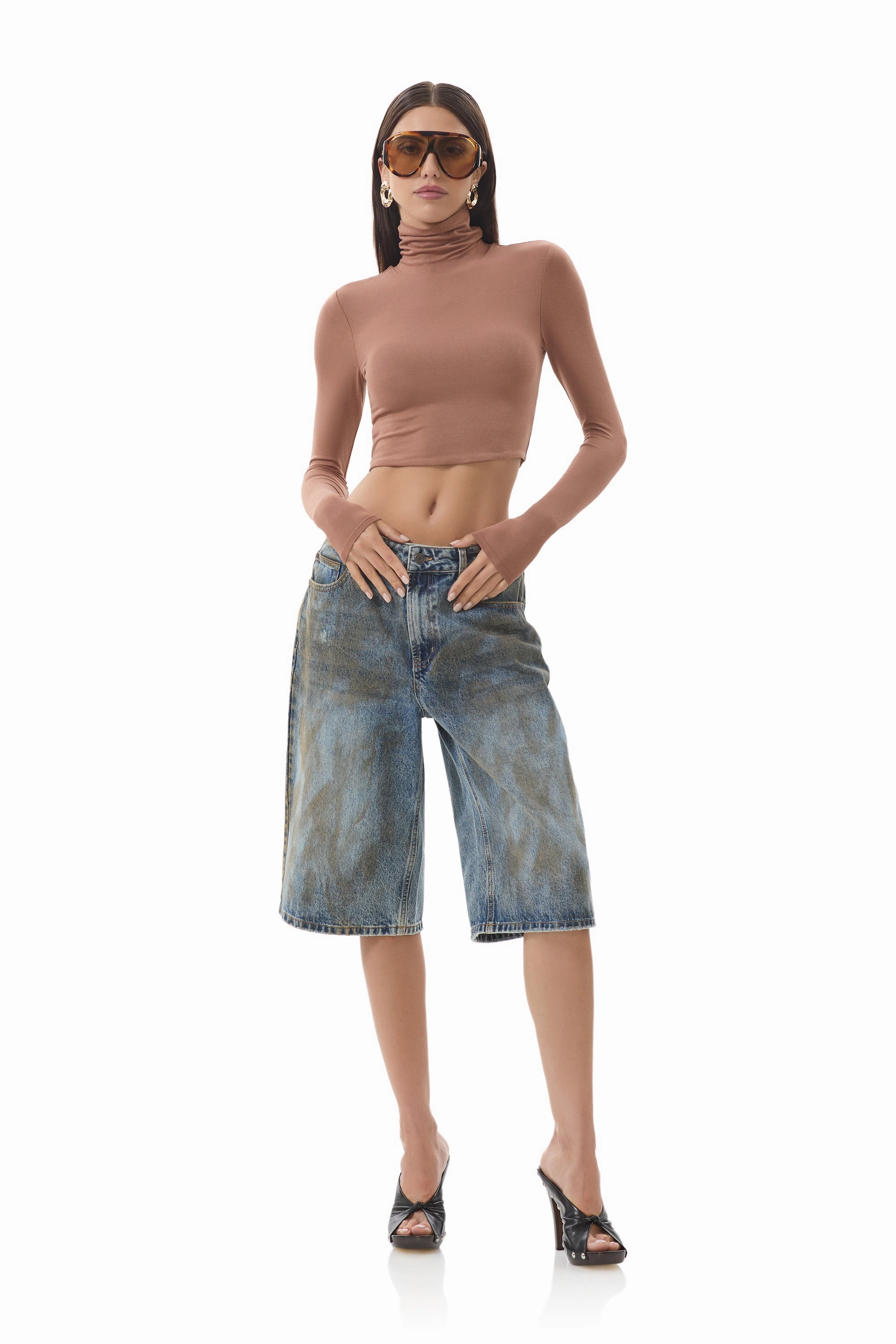 Micaela Crop Turtleneck - Raw Umber Adjustable Fit System