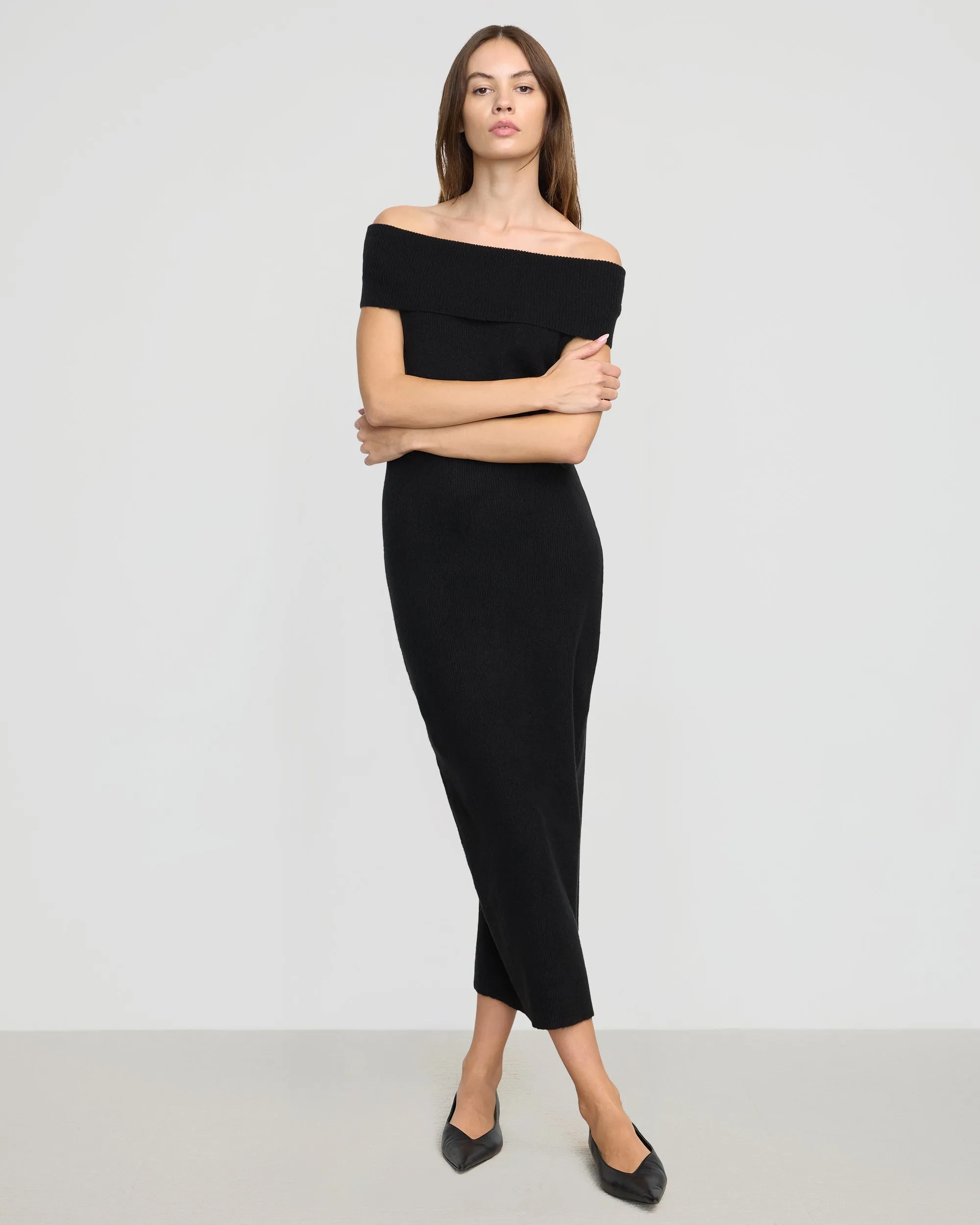 WideCollarDesign and Effortless fit dress. Micah Off-Shoulder Sweater Dress