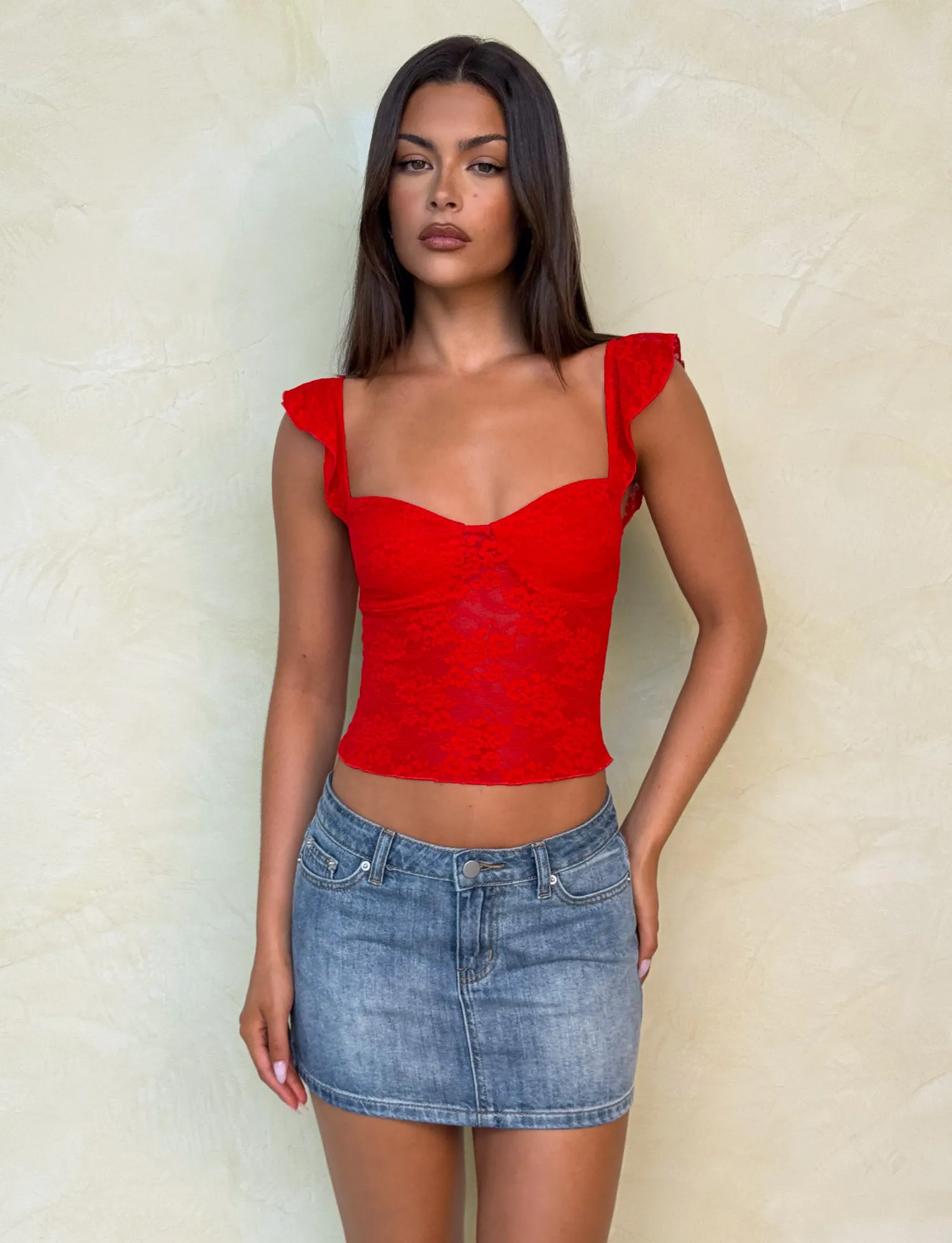 Abstract Motif MICHAYLA MINI SKIRT - MID WASH