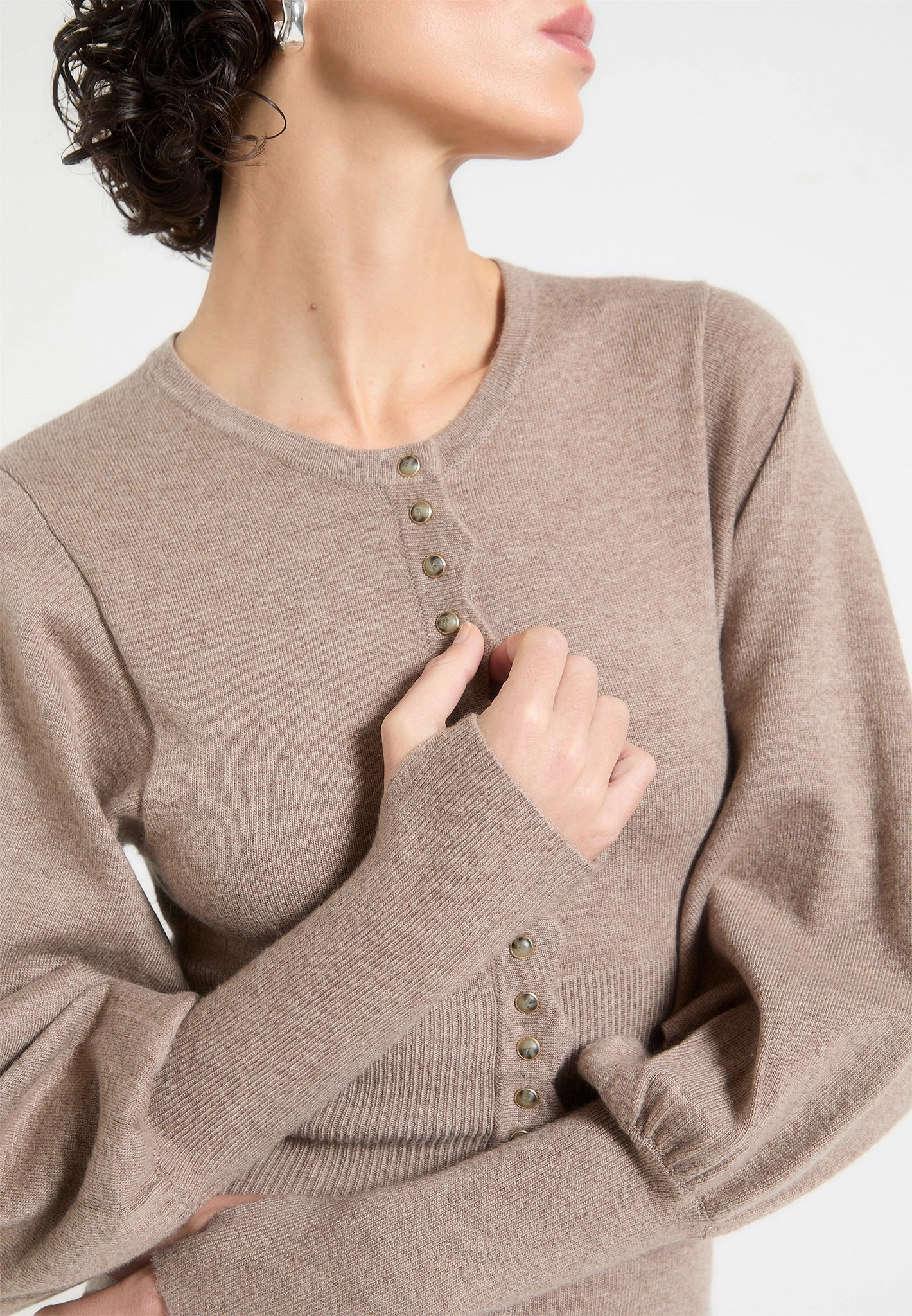 Winter Outfit Subtle Detail Michele - Knitted Scallop Hem Playsuit - Taupe