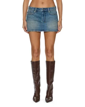 MICRO MINI SKIRT TEXAS BLUE STUDDED Core Item