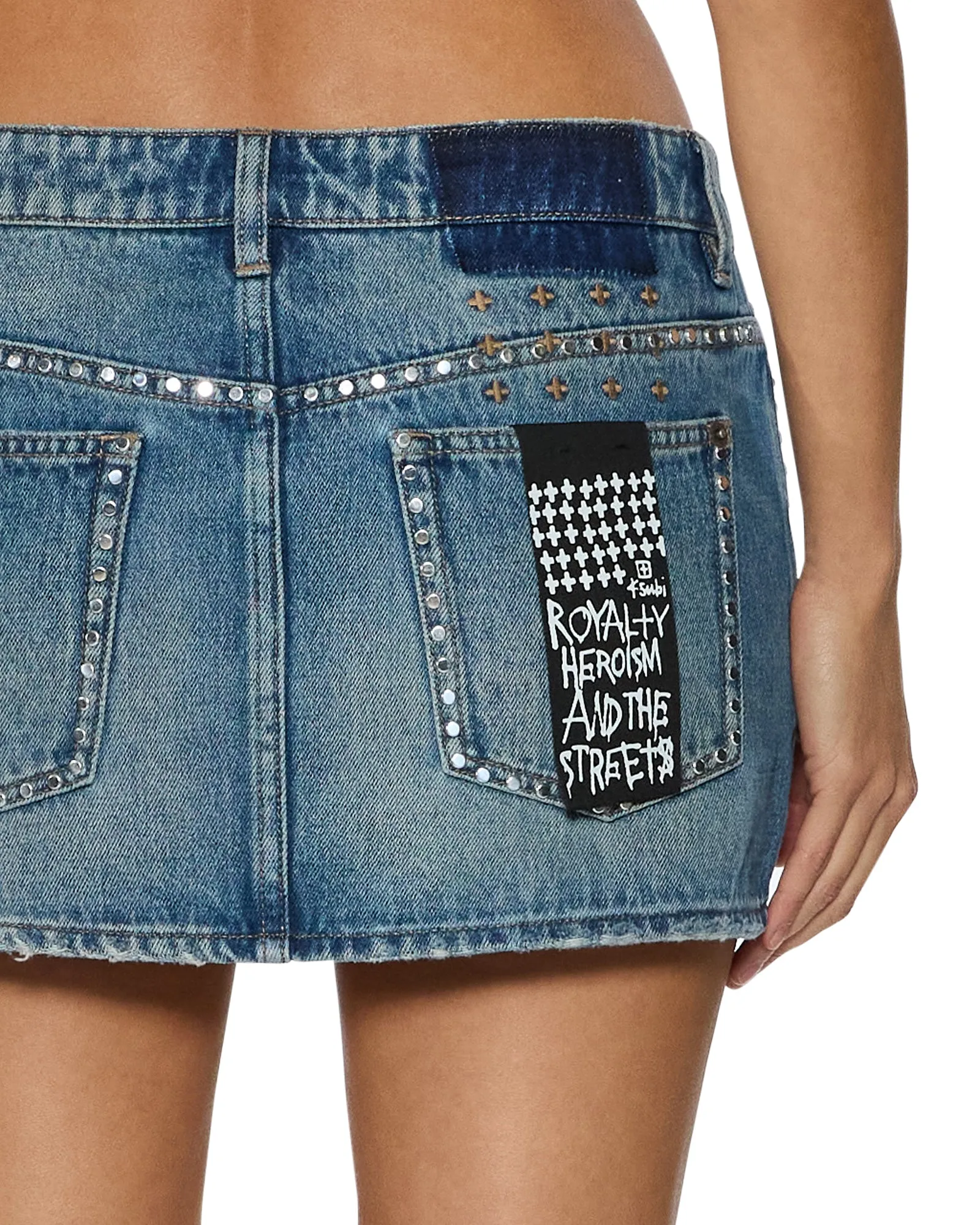 MICRO MINI SKIRT TEXAS BLUE STUDDED Daily Wear Nature Lover Go Everywhere