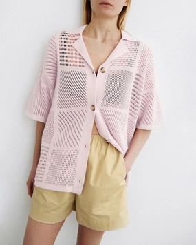 Talissa - Paper Crochet Shirt - Pink Eco Friendly Material StretchFit Design