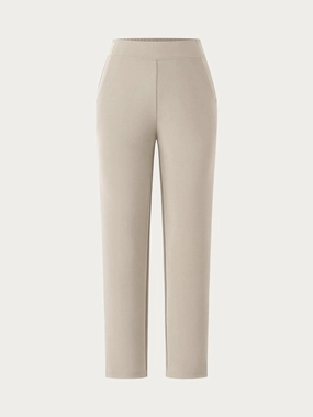 Mid Rise Pull-on Tapered Pants with Pockets Snug Fit Sustainable Fabric