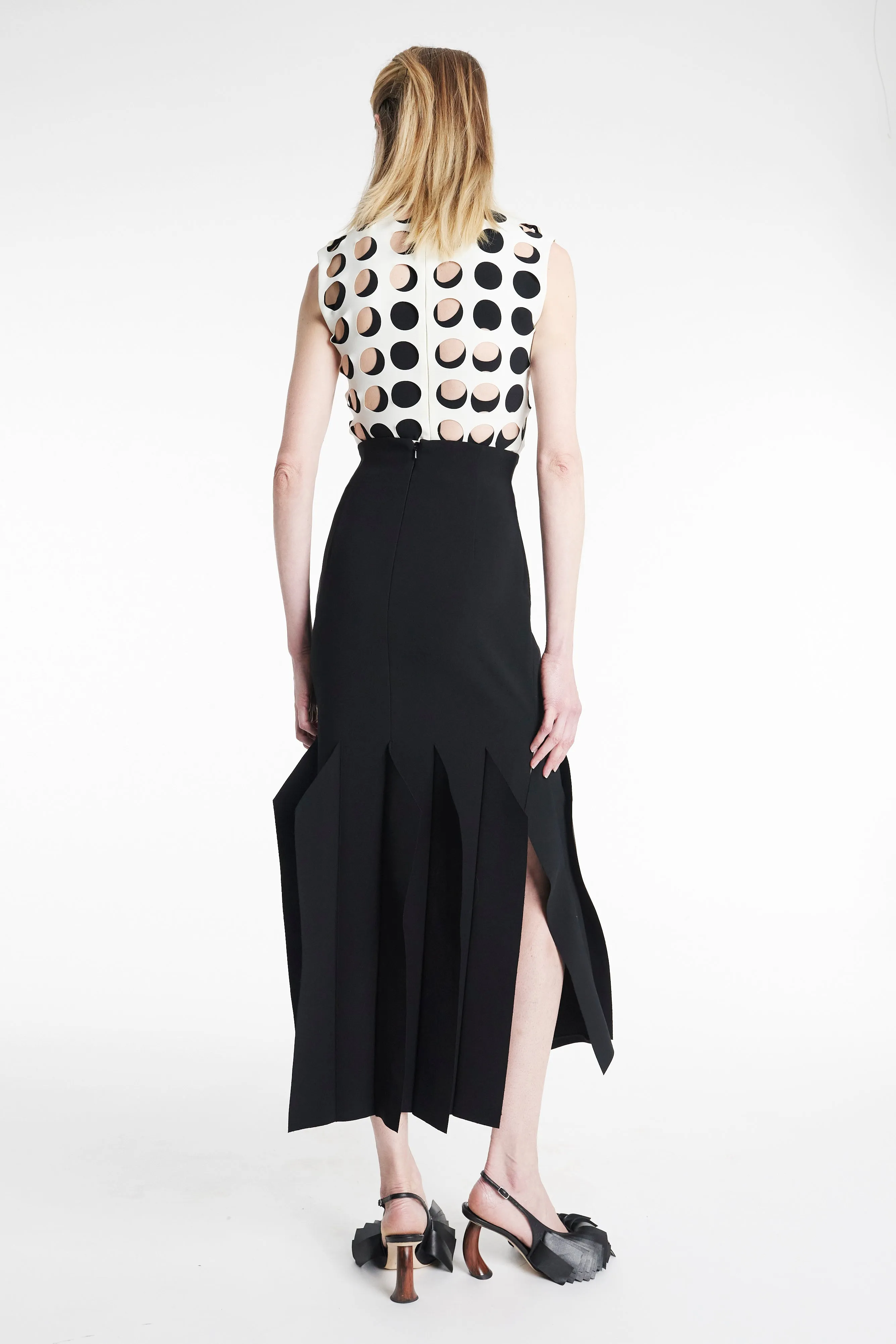 Breezy Style Soft Finish Midi Length Skirt With Hem Panel Detail Black
