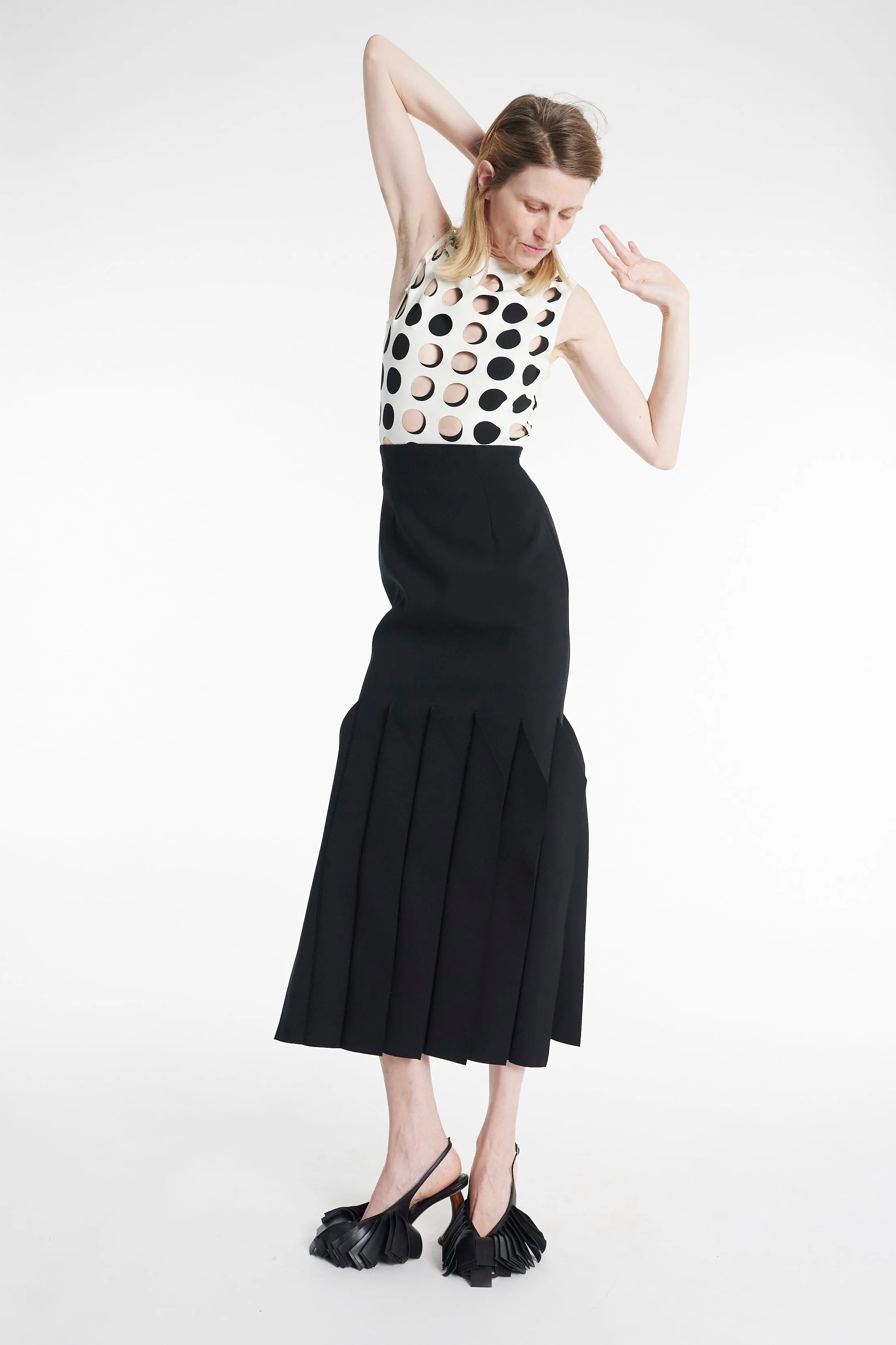 garden party Season To Season Midi Length Skirt With Hem Panel Detail Black