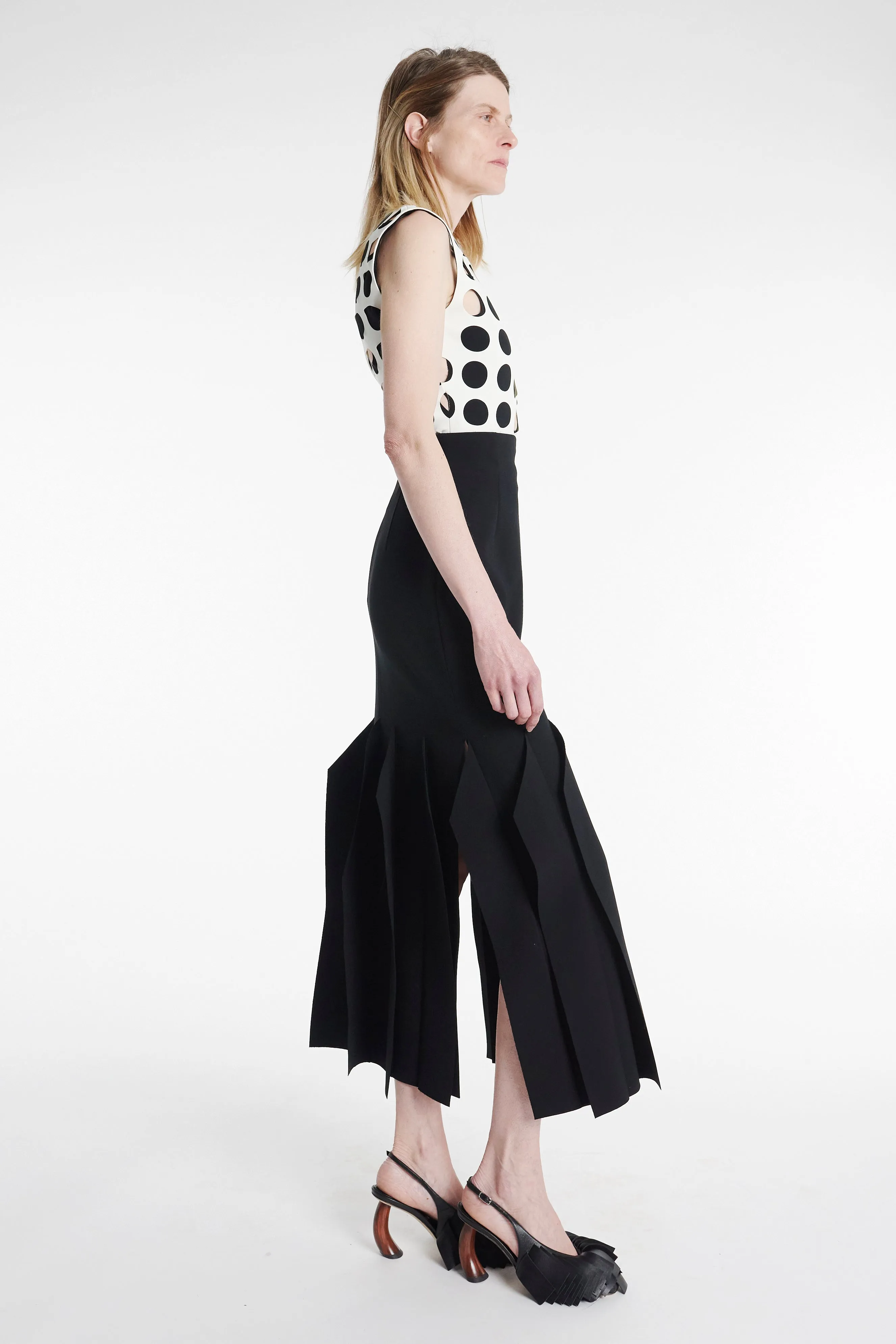 Midi Length Skirt With Hem Panel Detail Black Tiered Design