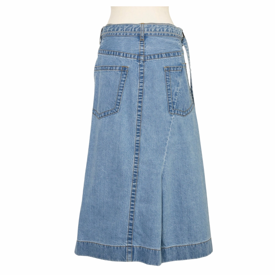 Midi Denim Skirt Velvet Finish