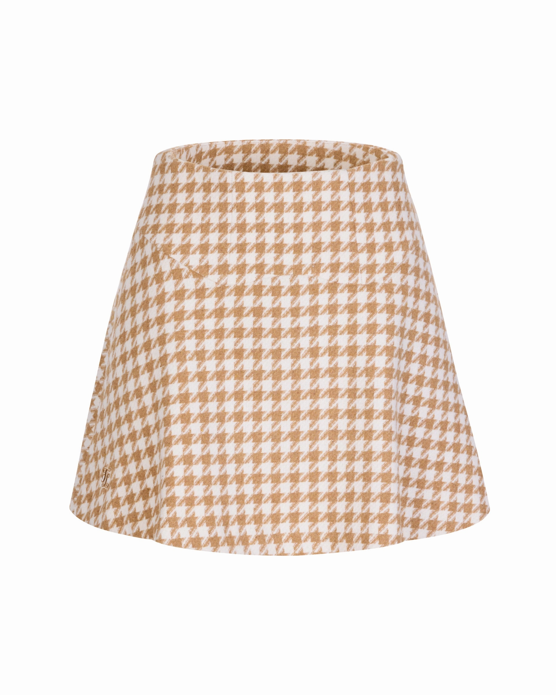 Houndstooth checkered flare skirt - Beige Outfit Display