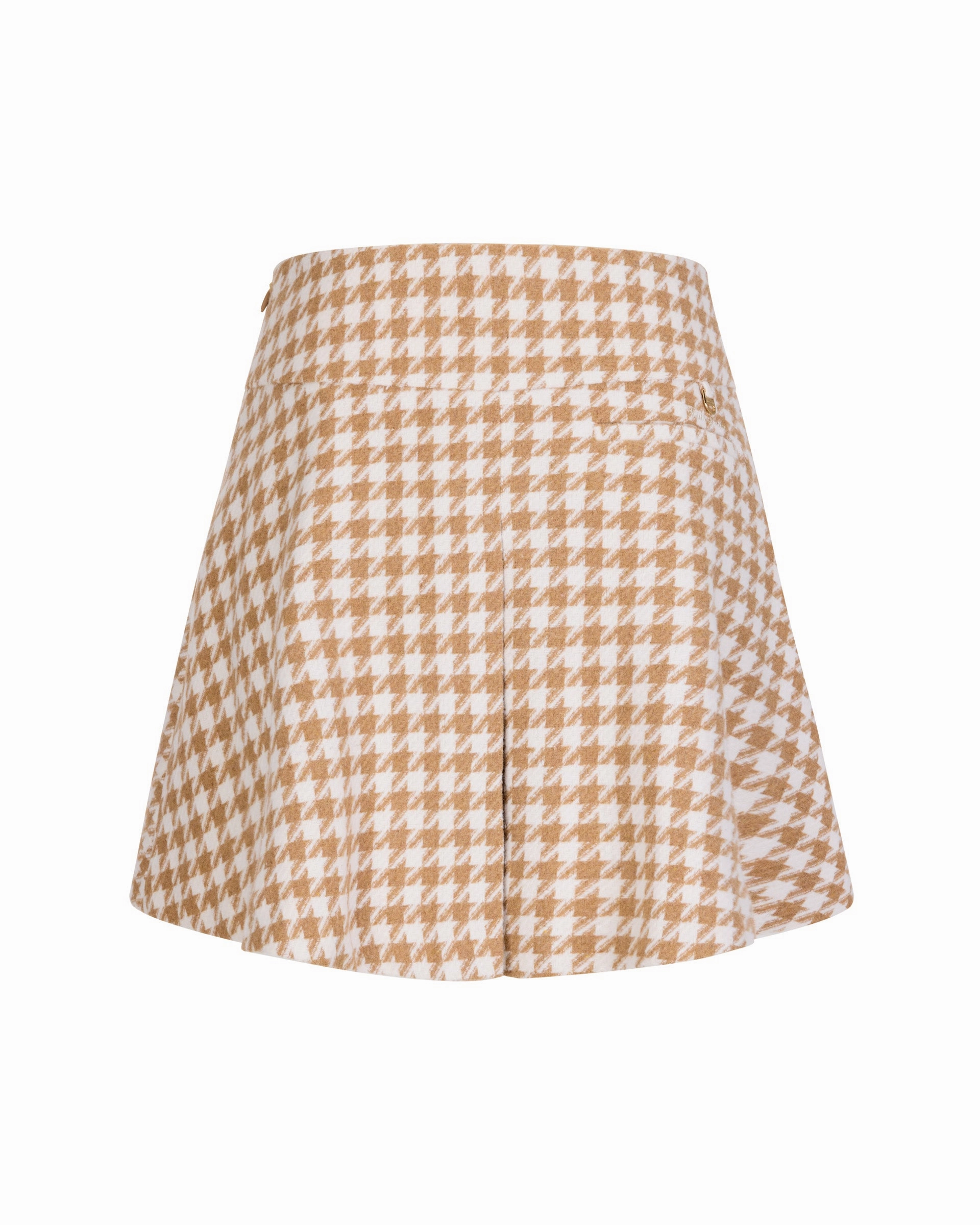 Houndstooth checkered flare skirt - Beige Comfort Waistline Crisscross Details