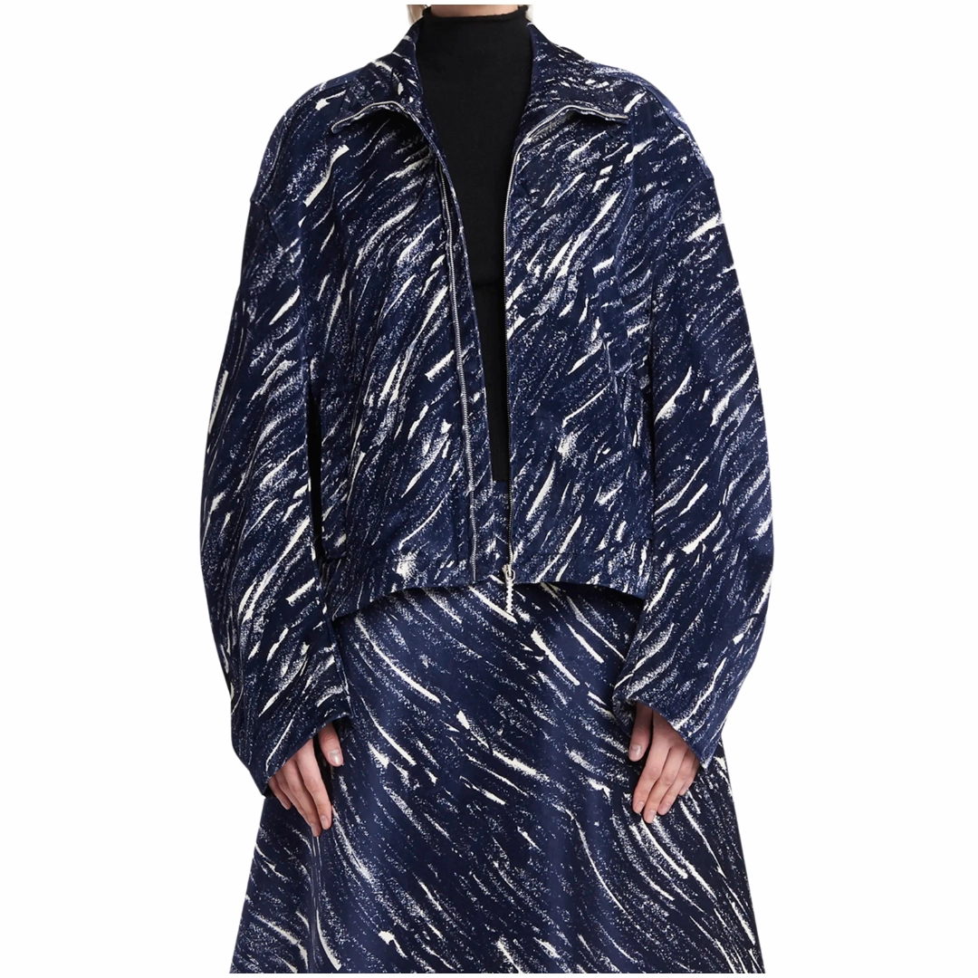 color block Non Irritating Collar Midnight Cocoon Jacket