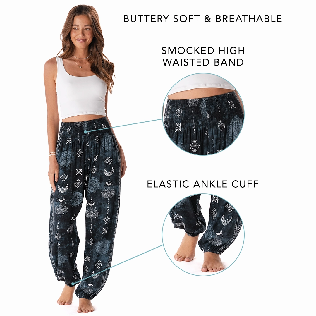 Professional Wear Midnight Lotus Moon Harem Pants