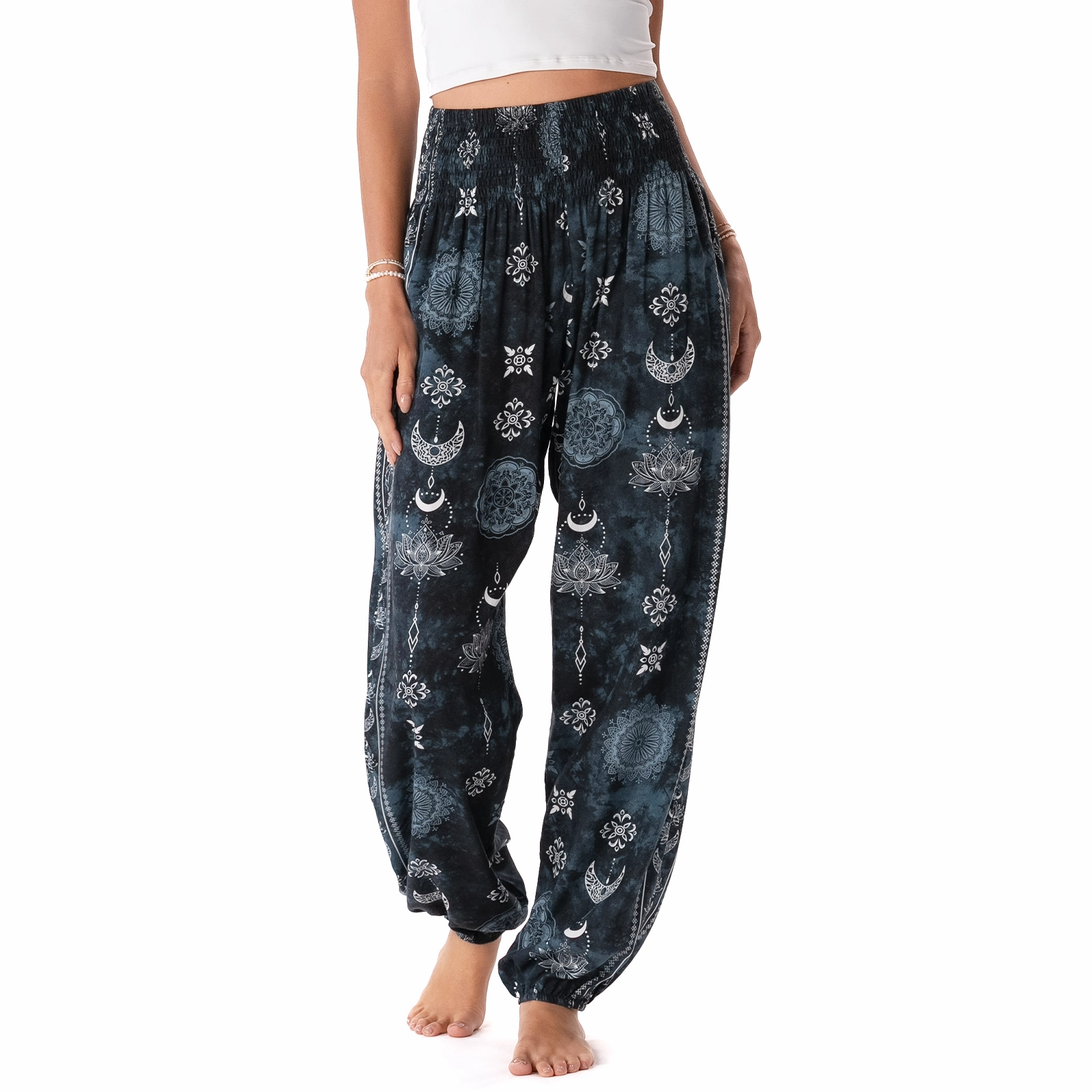 Flexibility Built-In Midnight Lotus Moon Harem Pants