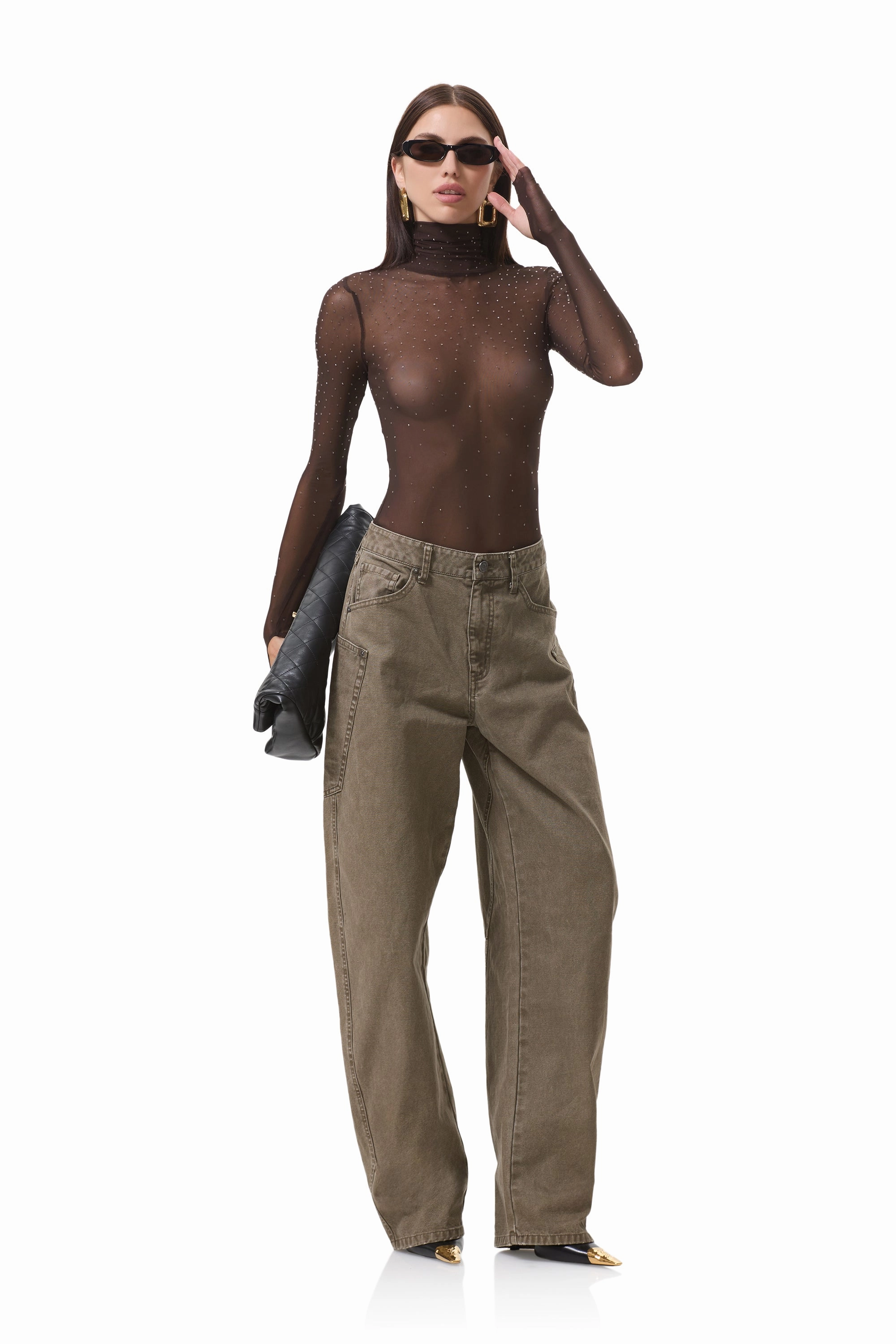 Silicone Grip Interior Milo Dew Drop Bodysuit - Espresso
