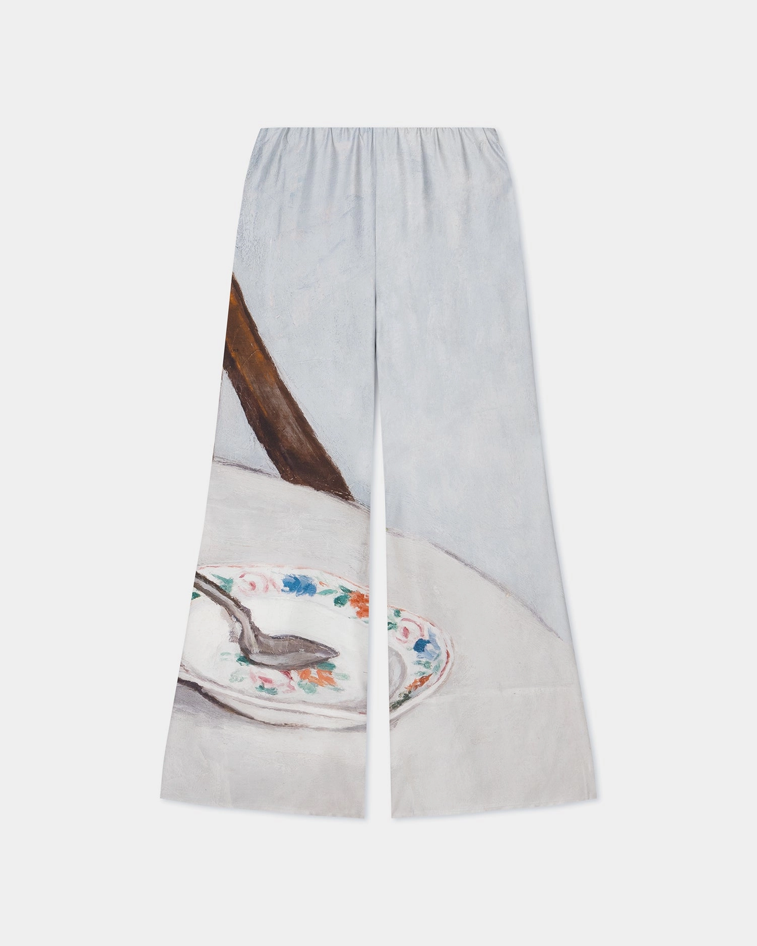 Milon - Printed Flared Silk Twill Pants - Poppyseed Cake Light Wear Fit
