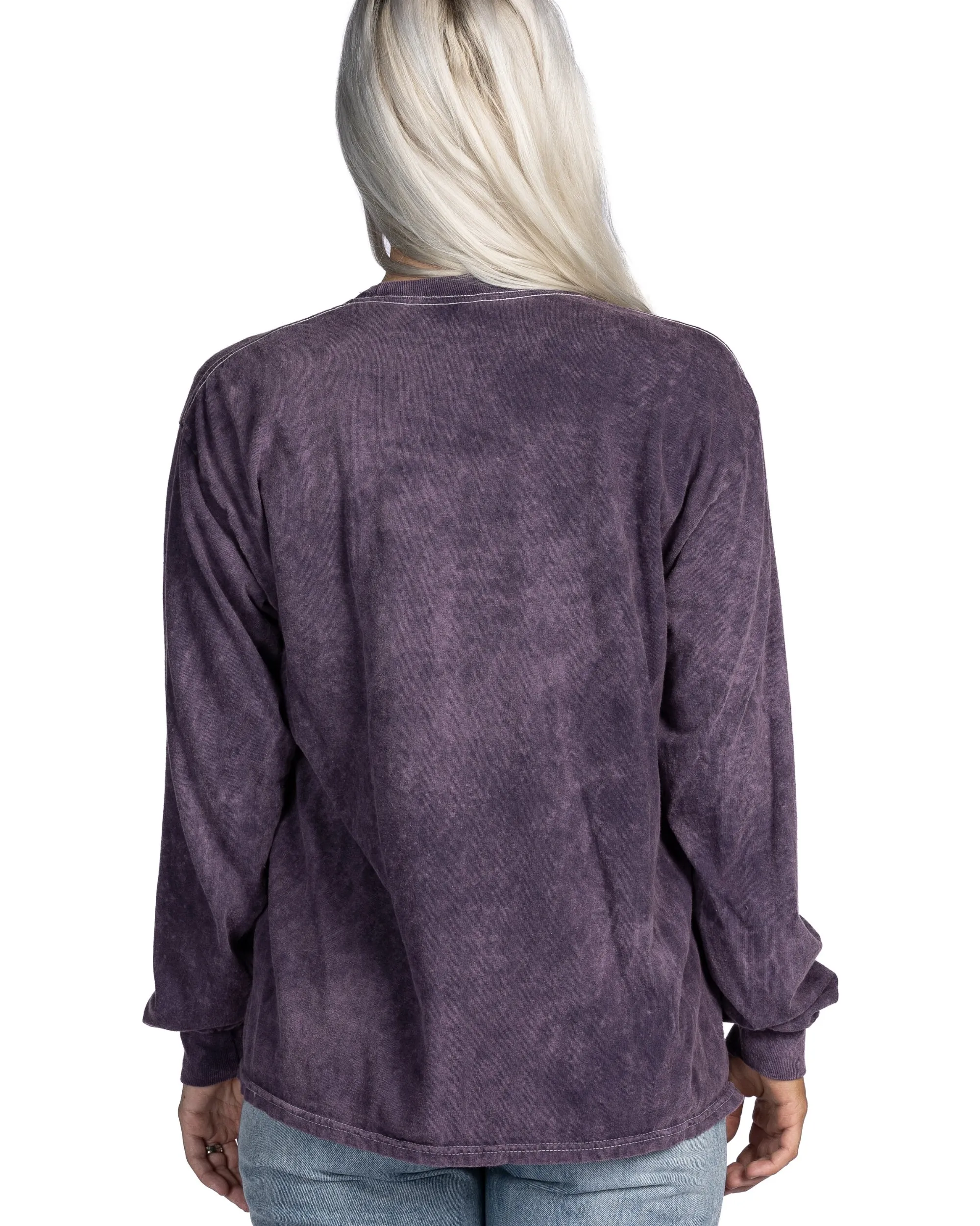 Mineral Wash Long Sleeve Tees - Aubergine