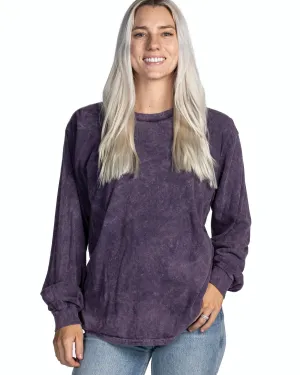 Mineral Wash Long Sleeve Tees - Aubergine