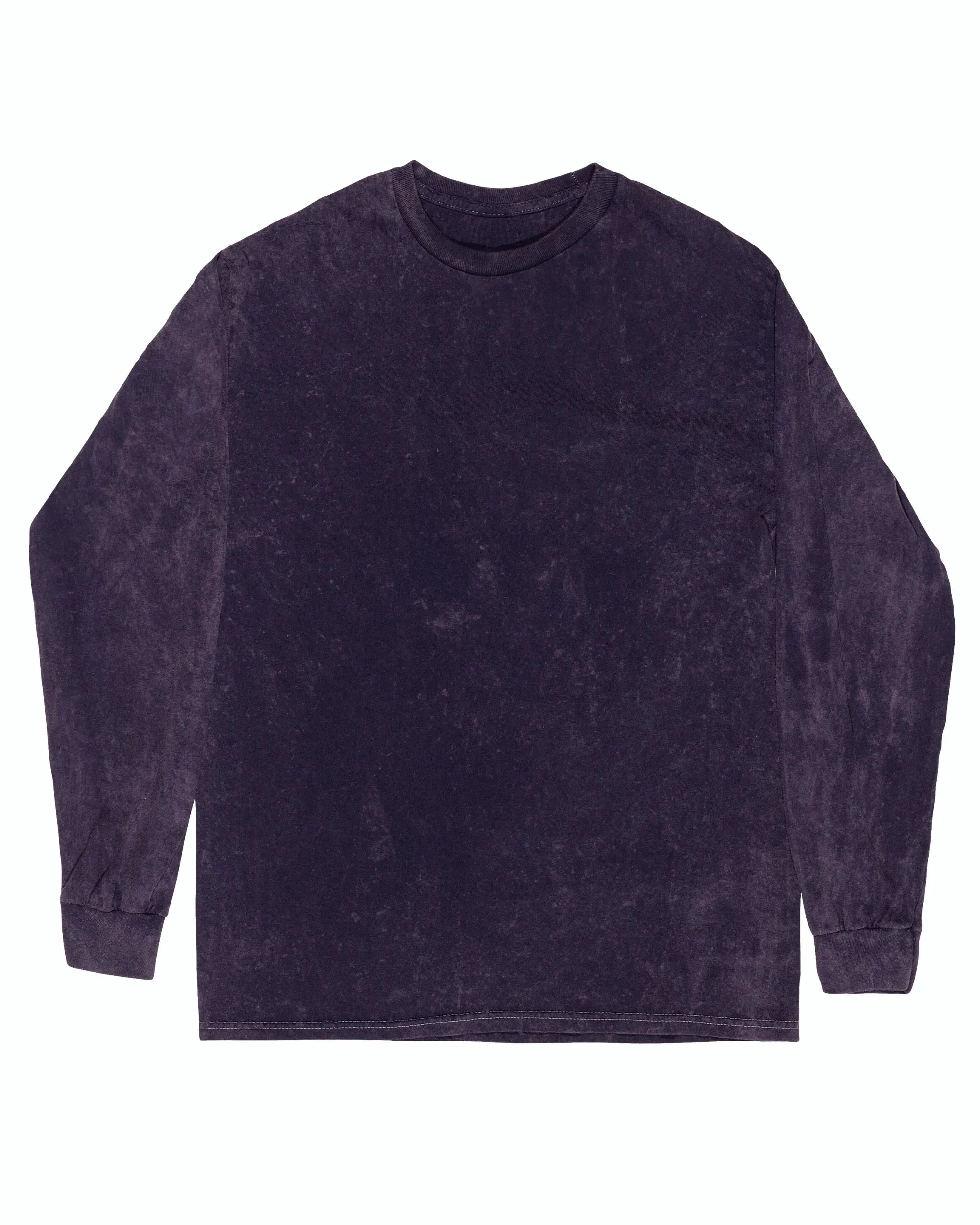 Mineral Wash Long Sleeve Tees - Aubergine