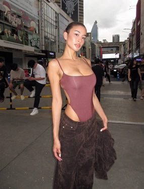 EcoDyeProcess MINERVA BODYSUIT - CHOCOLATE