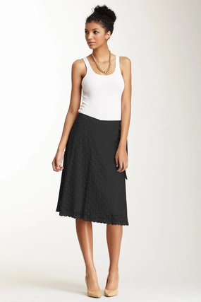 Smart Texture Guipure Lace Circle Skirt - Black