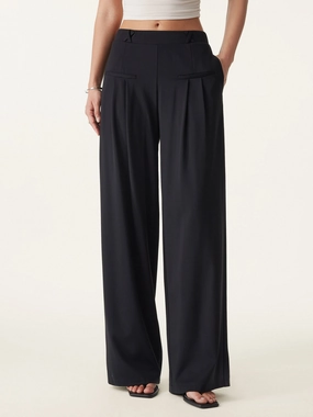 FlexibleMobilityDesign hypoallergenic Drapey Bamboo Ponte Mid Rise Wide Leg Trouser with Pockets