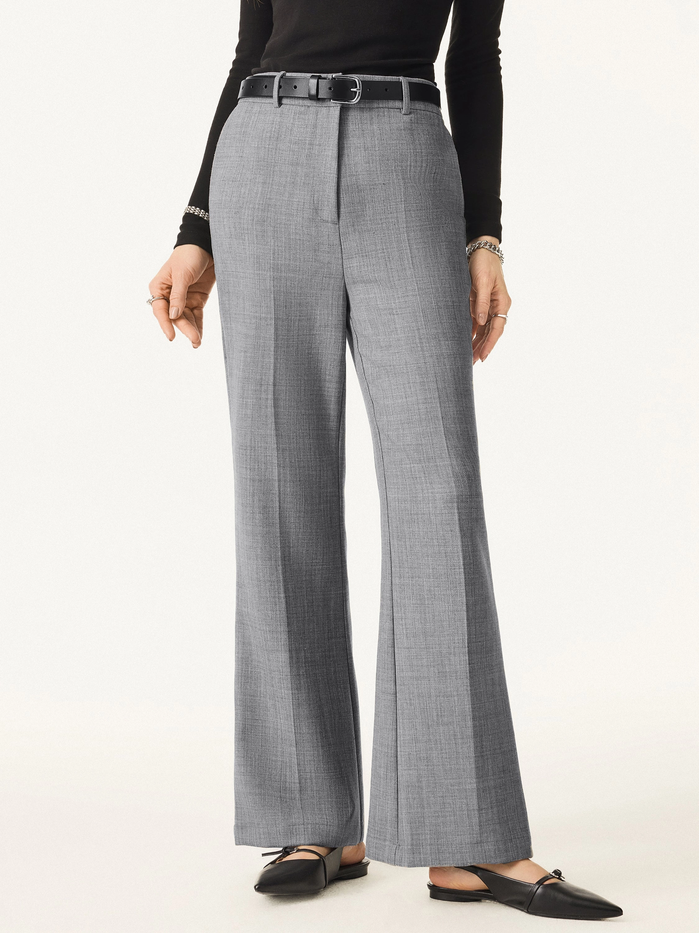 Stay Dry Active Comfort Fit Stretch Wool Mid Rise Flared Trousers with Pockets