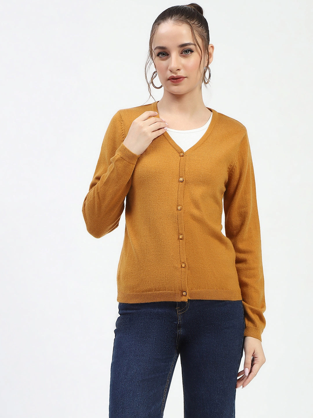 Madame Mustard Button-Up Cardigan Hot Weather