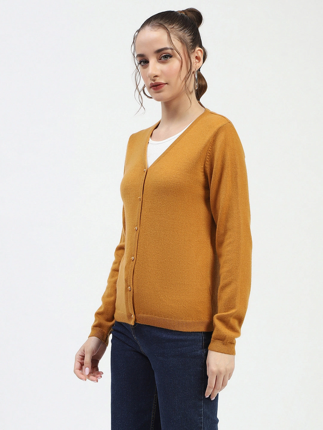 NoSlipSurface Yarn Dyed Stripes Madame Mustard Button-Up Cardigan
