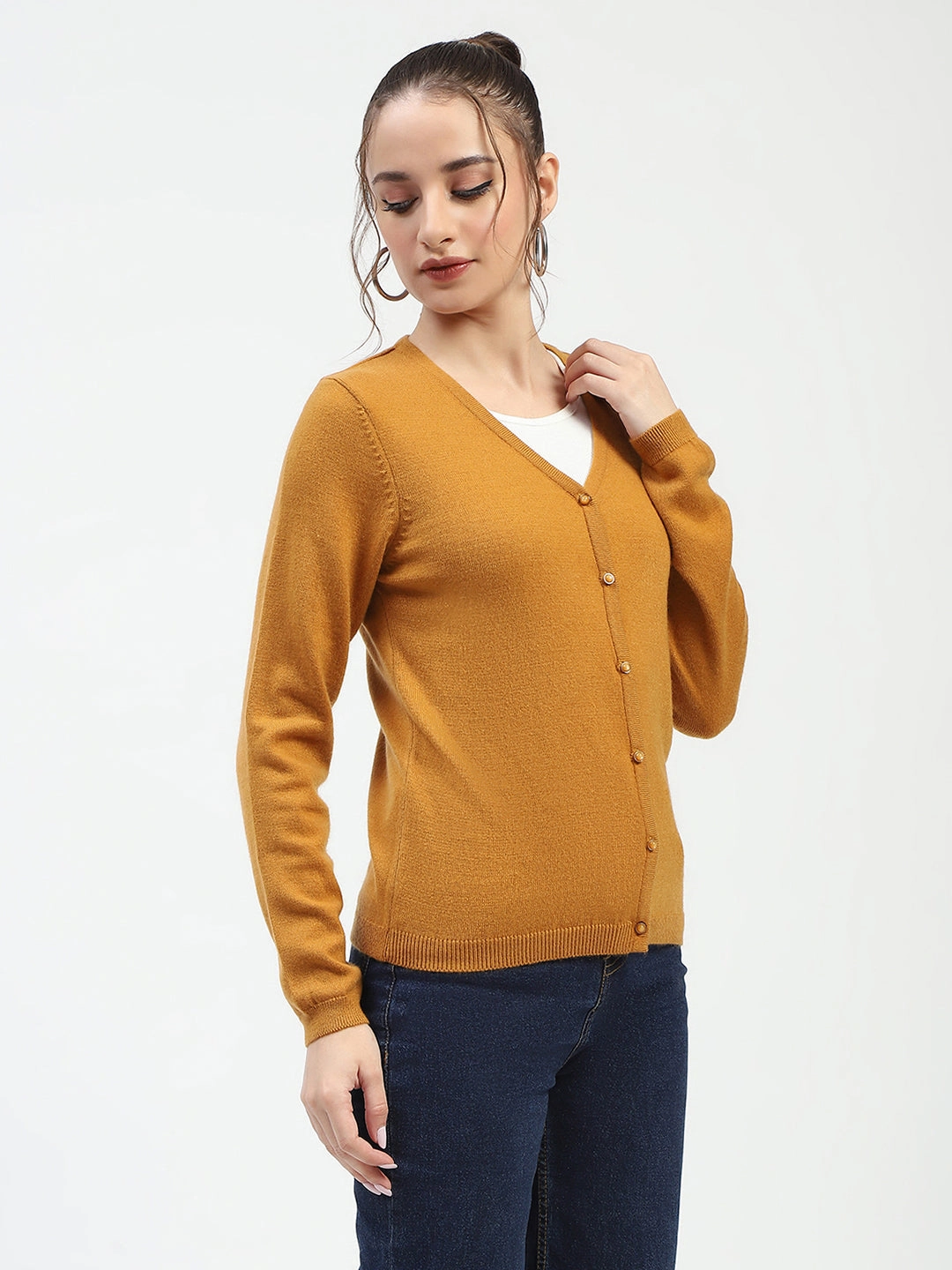 Madame Mustard Button-Up Cardigan Reverseble Design