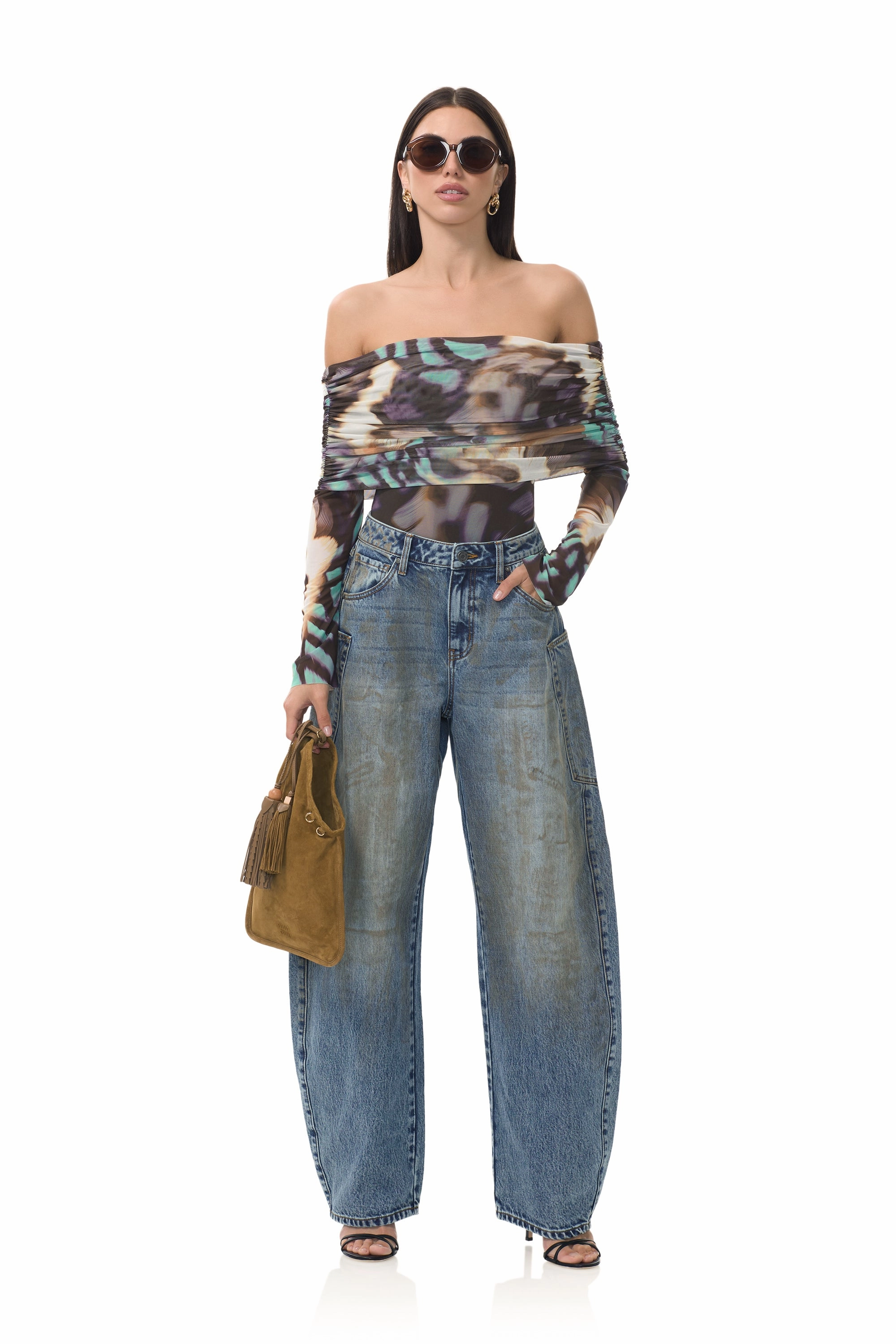 AbrasionResistant Finish LightweightLayeredFabric Maxine Bodysuit - Feather Swirl