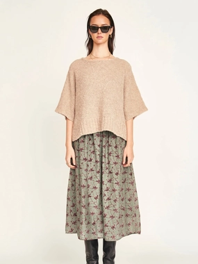 Mirth Fez Boucle Top in Graham Cracker Ribbed collar