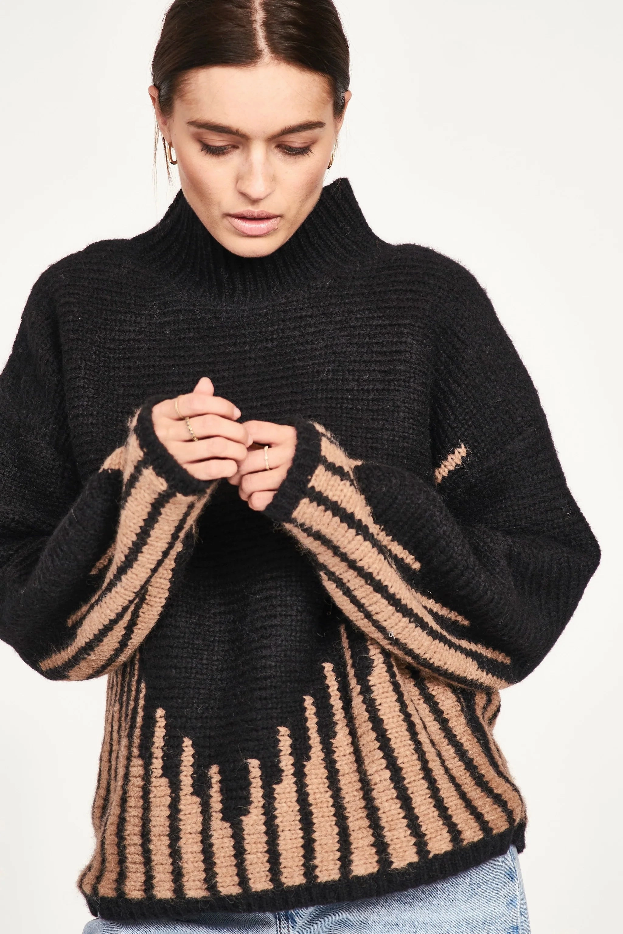 hypoallergenic material BreathableKnit Fabric Mirth Highland Sweater Black