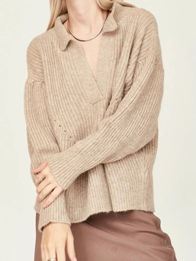 Airy Feel Simple Outfit Mirth Jackson Sweater in Camel