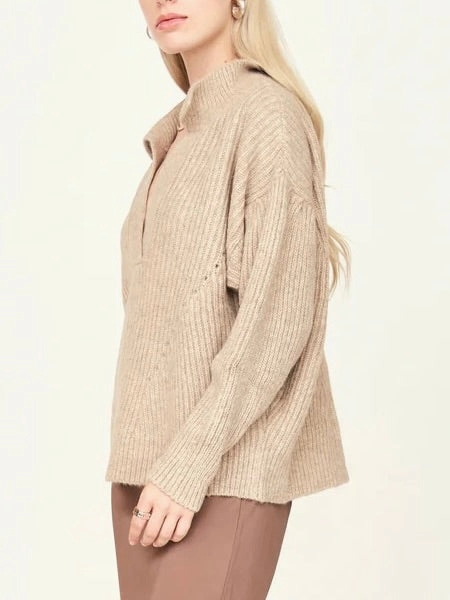 Mirth Jackson Sweater in Camel Ventilation Panel Compact Knit Technique