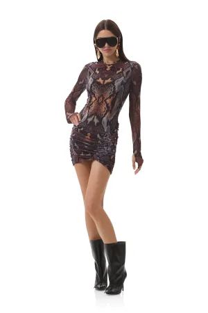 Relaxed Finish Mirza Dress - Placed Umber Snake