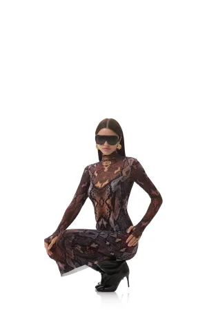 Dreamy Drape Shailene Dress - Placed Umber Snake