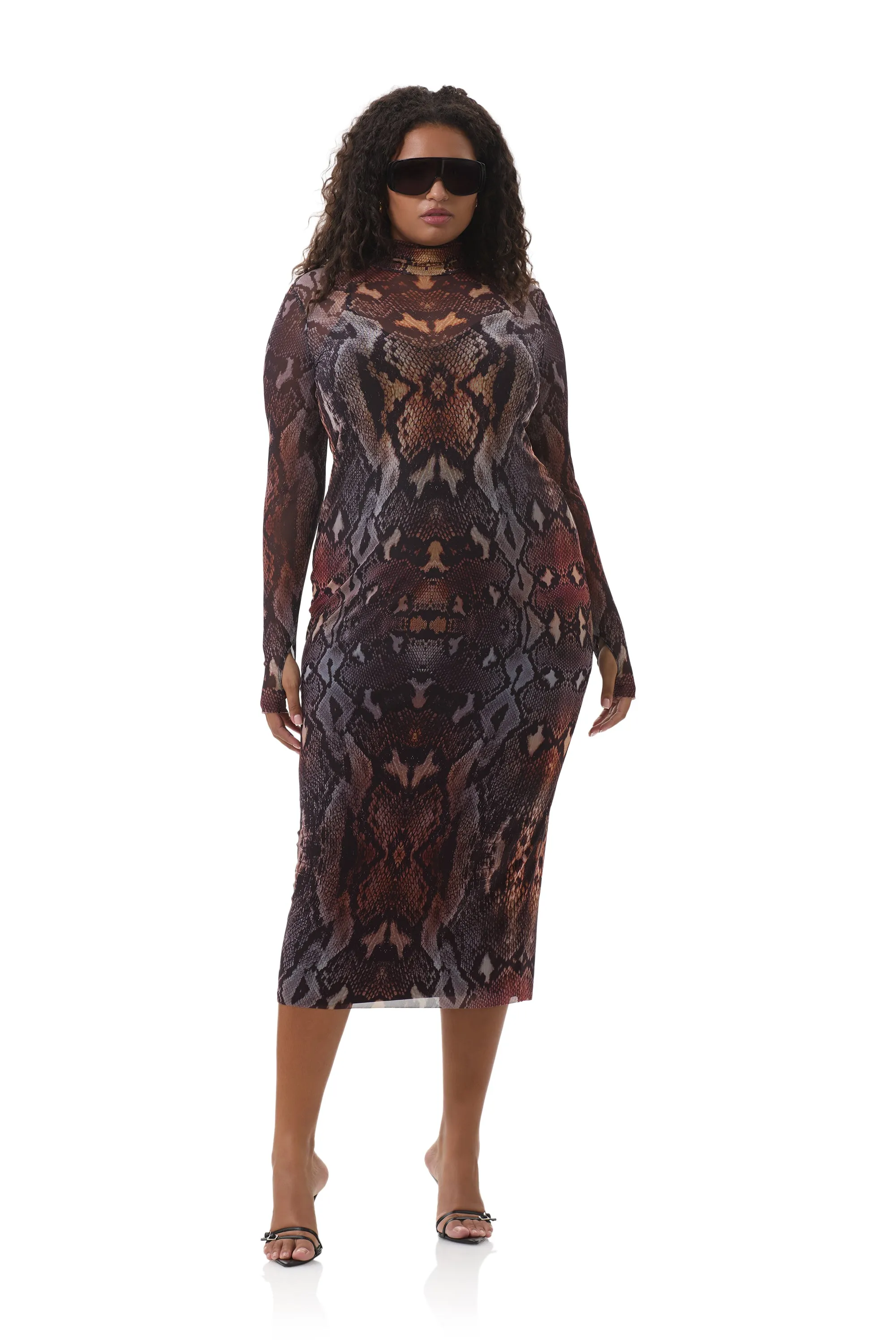 Shailene Dress - Placed Umber Snake Simple Flow Mid Season
